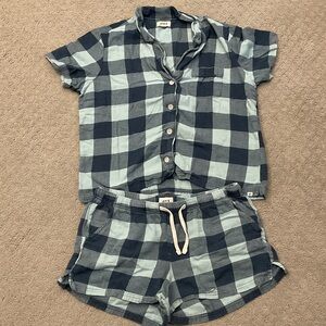 Pact Blue Plaid Short-Sleeve Pajama Set 0397
